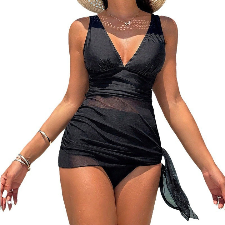 Damen eleganter Tankini mit Raffungen und seitlichem Bindeband Echo Archiv