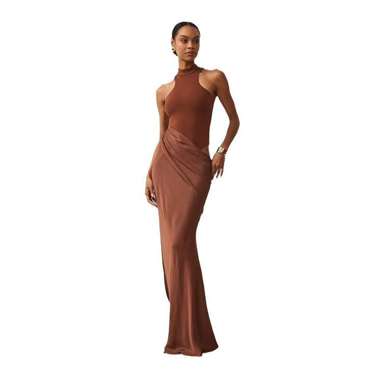 Damen Elegantes Wickelkleid mit hochgeschlossenem Design und seitlichem Schlitz Echo Archiv
