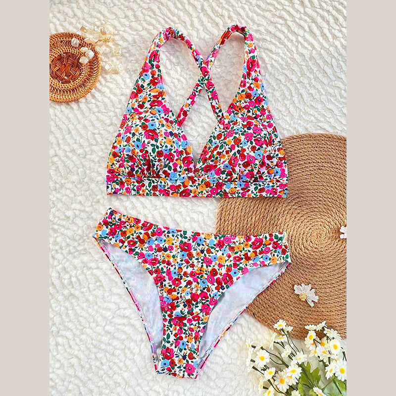 Damen Hochwertiger Triangel-Bikini mit floralem Muster Echo Archiv