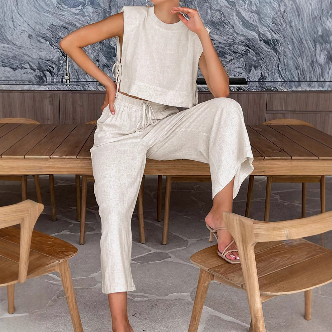 Damen Hochmodisches Two-Piece Set mit breiten Ärmeln und elastischem Bund Echo Archiv