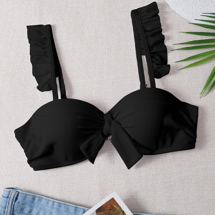 Damen Push-Up-Bikinioberteil mit dekorativem Knoten und Rüschen Echo Archiv