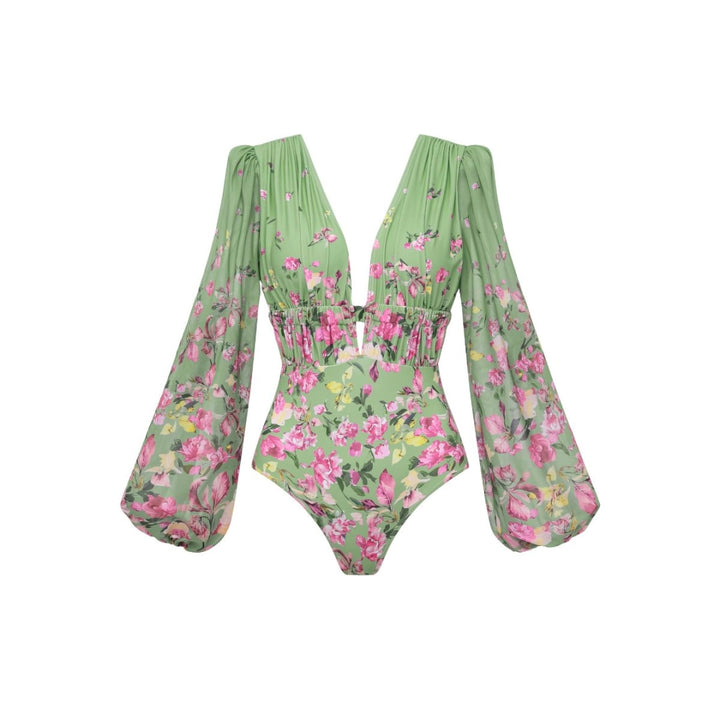 Damen Bikiniset mit floralem Schnitt und elegantem Maxirock Echo Archiv
