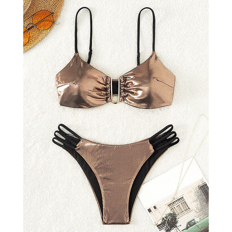 Damen Bikini-Set mit raffinierten Schnüroptik und goldenen Akzenten Echo Archiv