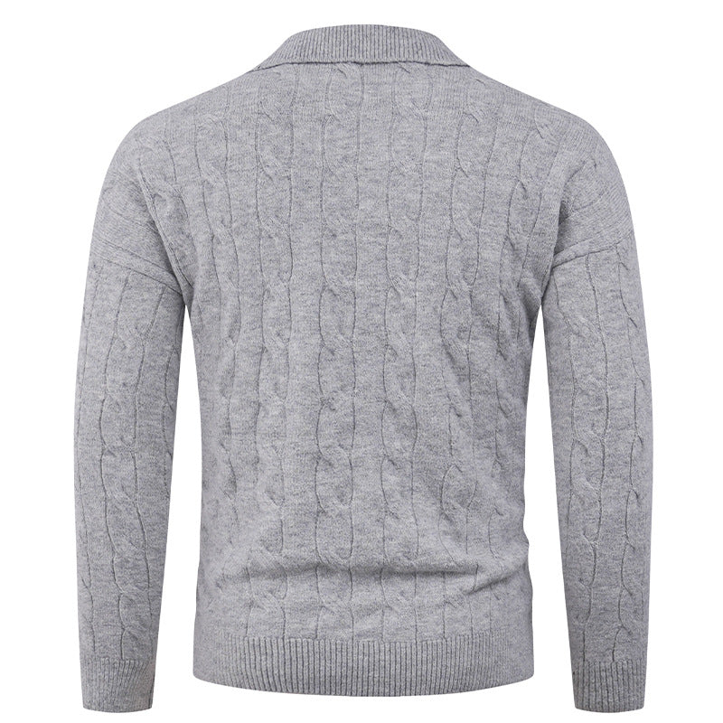 Herren Strickpullover mit modernem Zopfmuster und Polokragen Echoarchiv