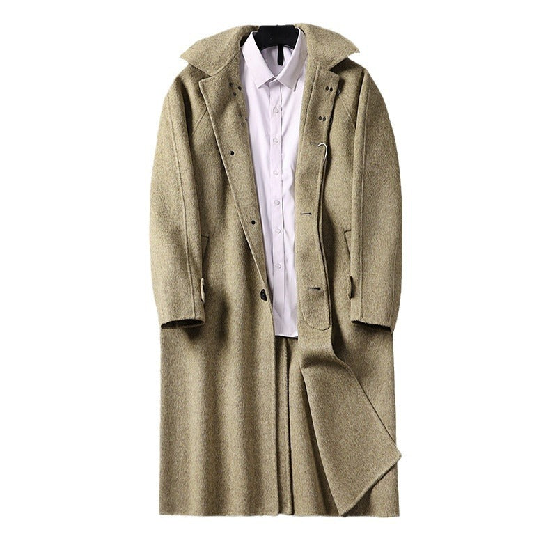 Herren Gerader Wollmix-Longcoat mit verdeckter Front und dekorativen Knebelverschlüssen Echoarchiv