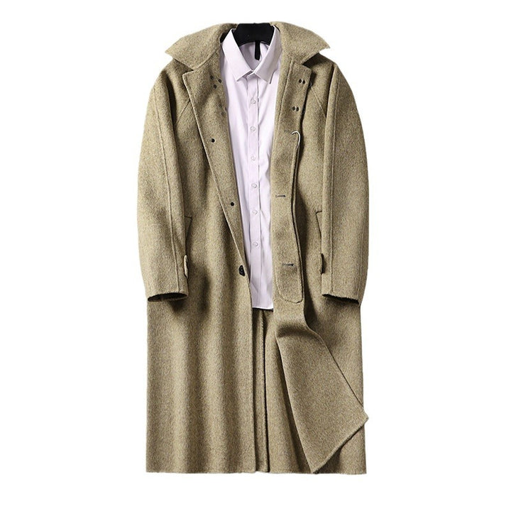 Herren Gerader Wollmix-Longcoat mit verdeckter Front und dekorativen Knebelverschlüssen Echoarchiv