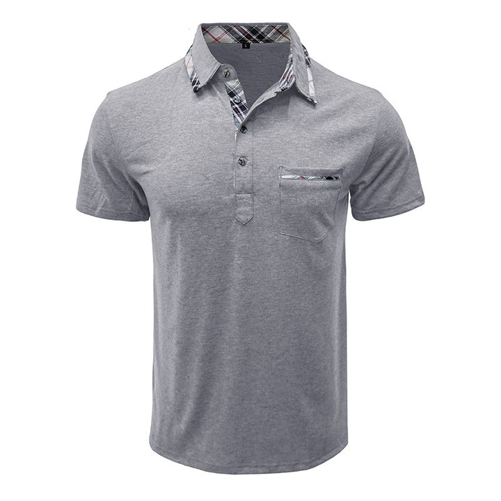 Herren Polo-Shirt mit stilvollem Karodetail und Brusttasche Echoarchiv