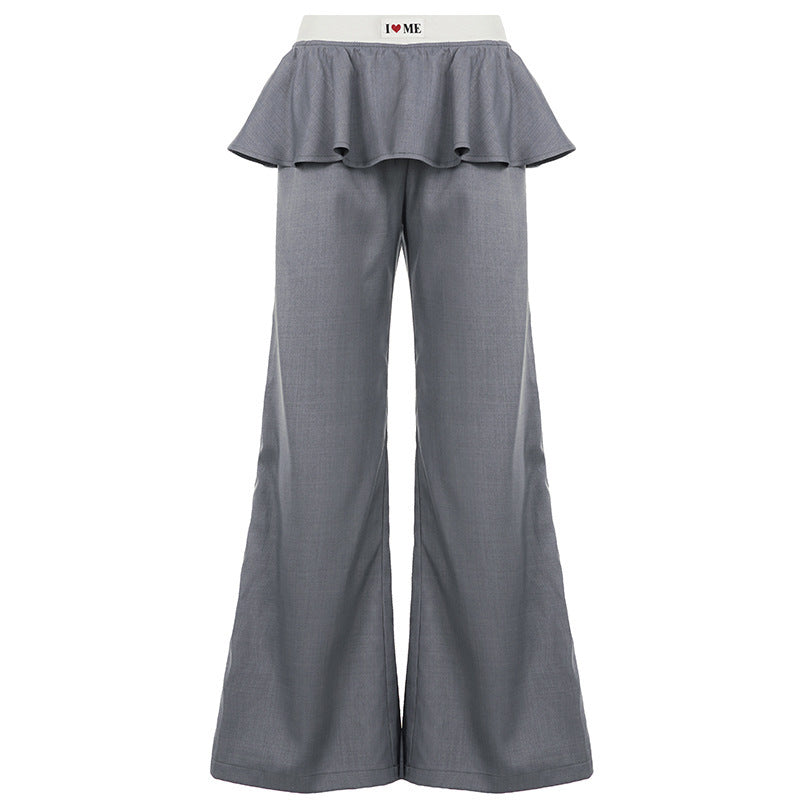 Damen Weite Palazzo-Hose mit Volant-Taillenband und hohem Stretchbund – Avélisse