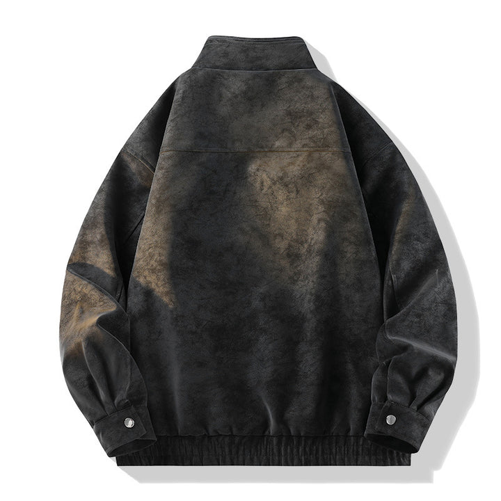 Herren Vintage-Optik Wildlederjacke mit Stehkragen, Utility-Taschen und Reißverschluss Echo Archiv