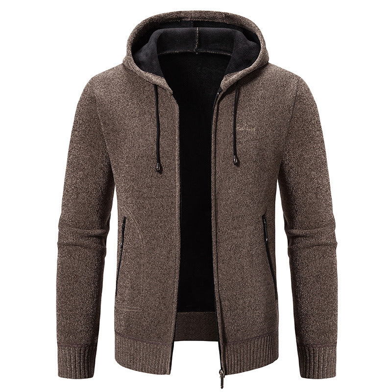 Herren nan warme Strickoptik-Zipjacke mit Teddyfutter, Kapuze und verdeckten Reißverschlusstaschen Echo Archiv