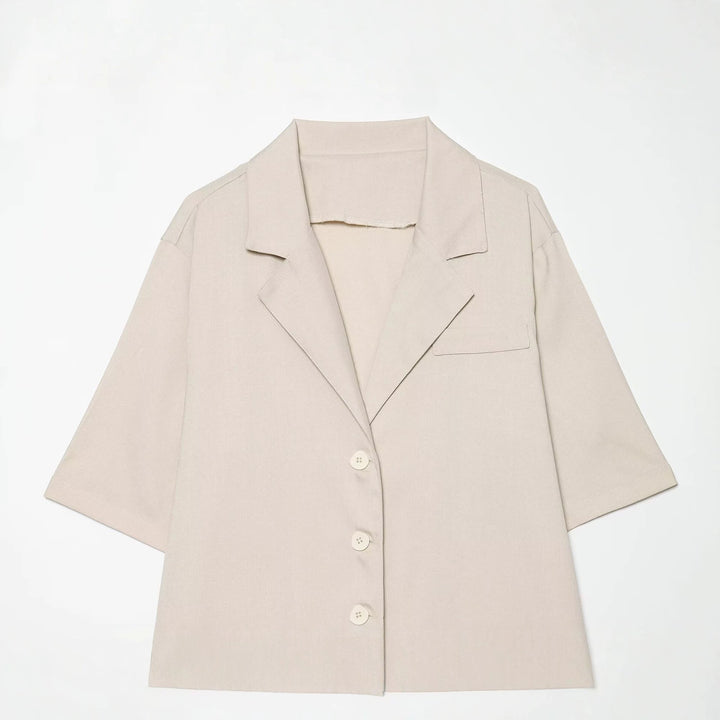 Damen Kurzblazer mit Taillengürtel und asymmetrischer Lagenfront Echo Archiv
