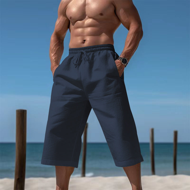 Herren nan lässige knielange Bermuda-Shorts mit elastischem Bund und Tunnelzug Echoarchiv