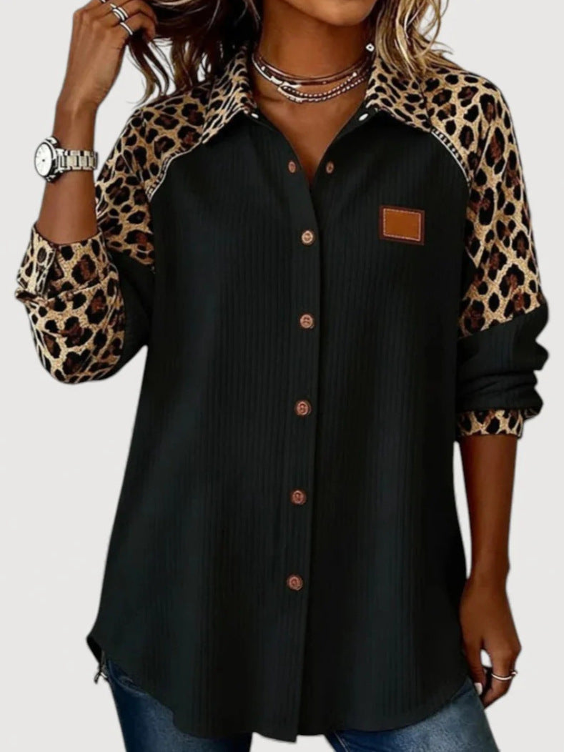 Damen Modisches Langarmshirt mit Animal-Print – Avérine