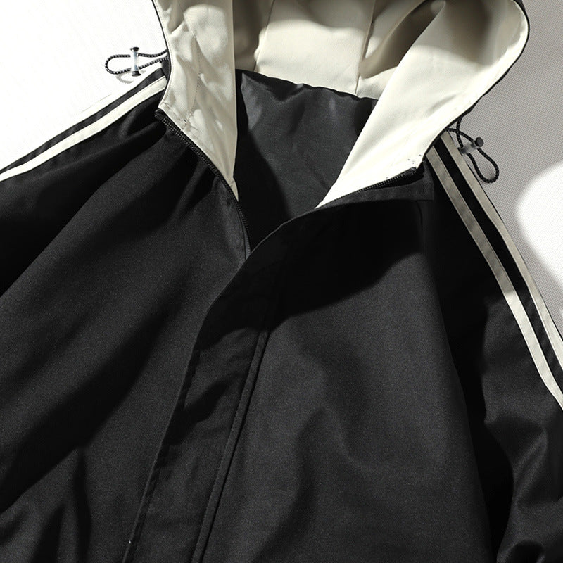 Herren Sportliche Outdoor‑Shelljacke mit Kapuze, reflektierenden Ärmestreifen und Reißverschlusstaschen – Taviero