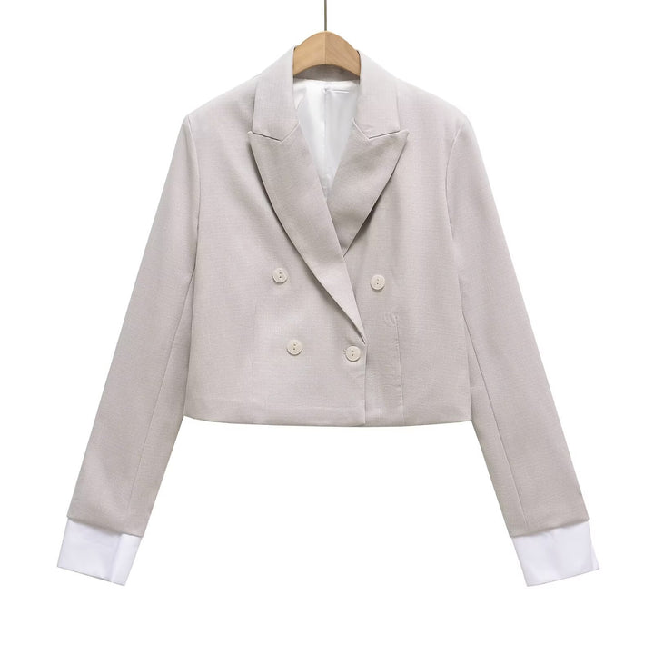 Damen Cropped Doppelreiher-Blazer mit Reverskragen Echo Archiv