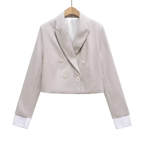 Damen Cropped Doppelreiher-Blazer mit Reverskragen Echo Archiv