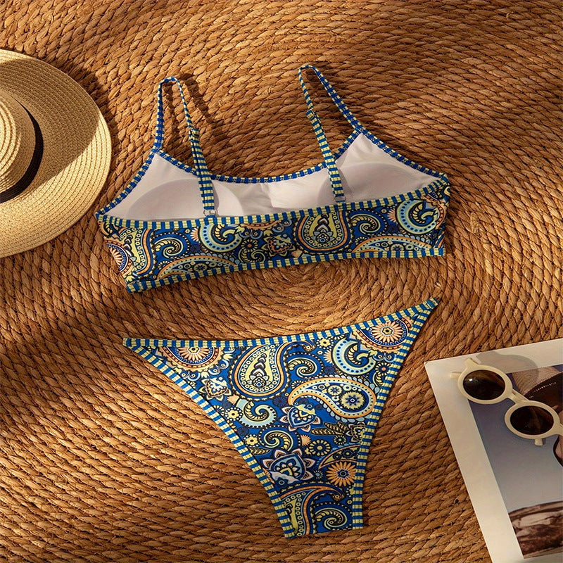 Damen Bandeau-Bikini mit paisley Muster und verstellbaren Trägern Echo Archiv