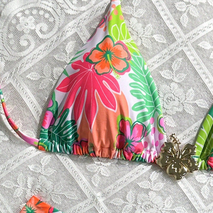 Damen Triangel-Bikini mit farbenfrohem Blumendesign Echo Archiv