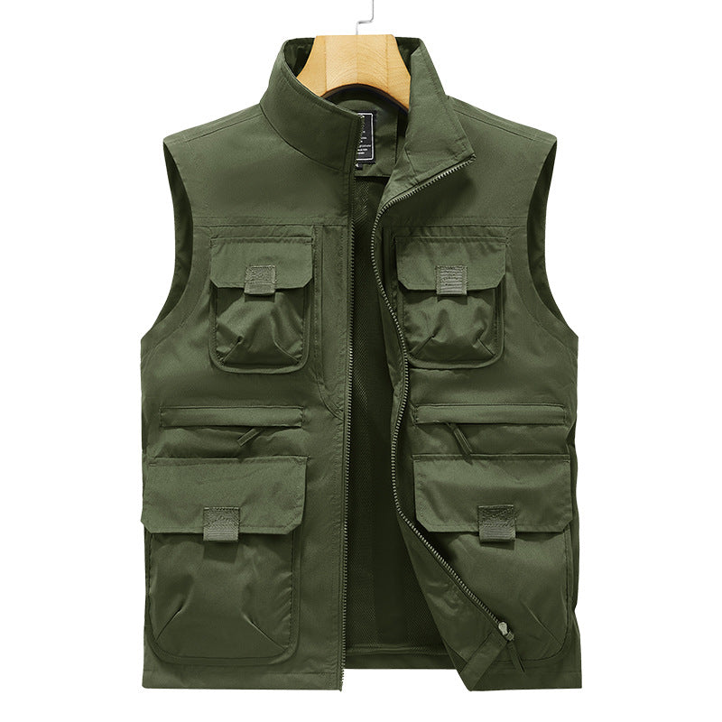 Herren Outdoor-Multitaschenweste mit Schnellzugriffstaschen und Stehkragen – Marzano