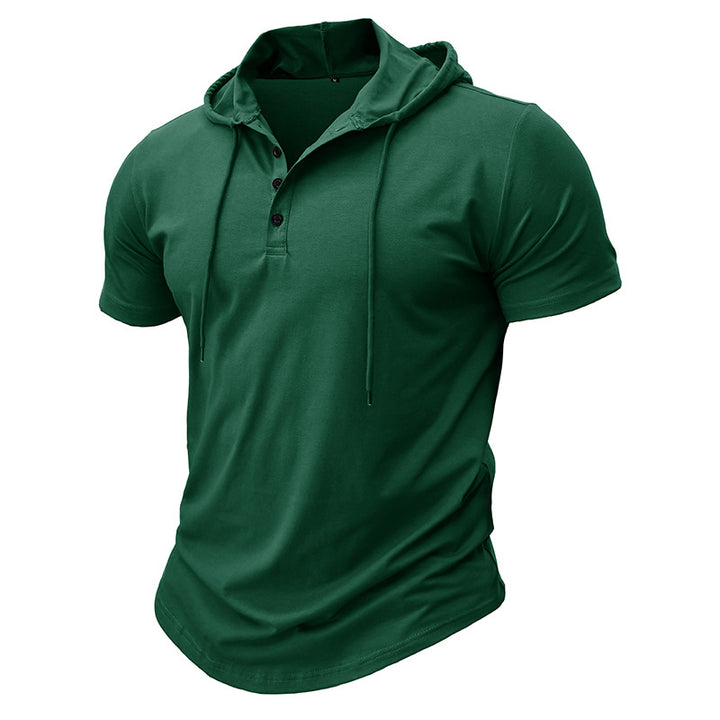 Herren modisches Kurzarm-Polo mit Kapuze und Knopfleiste Echoarchiv
