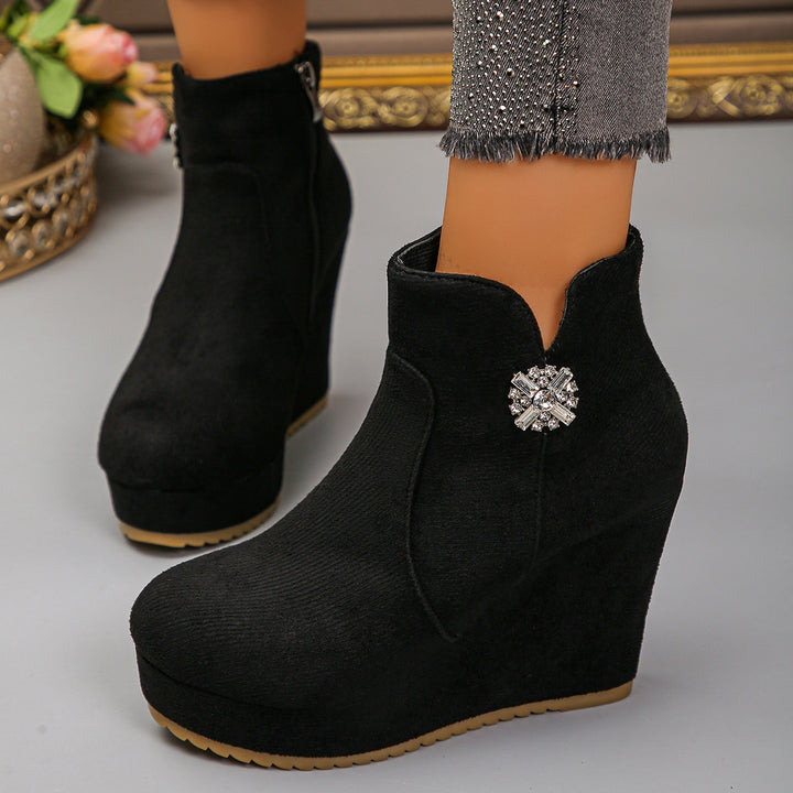 Damen Wedge-Stiefeletten mit Glamourösen Verzierungen – Varelle
