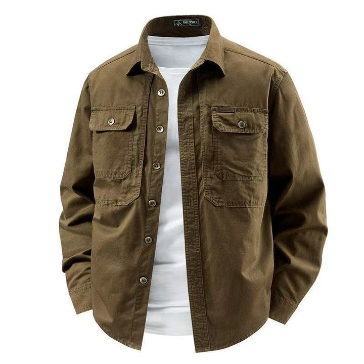 Herren nan robustes Baumwoll-Canvas-Overshirt mit aufgesetzten Klappentaschen, verstärkten Nähten und entspannter Passform Echo Archiv