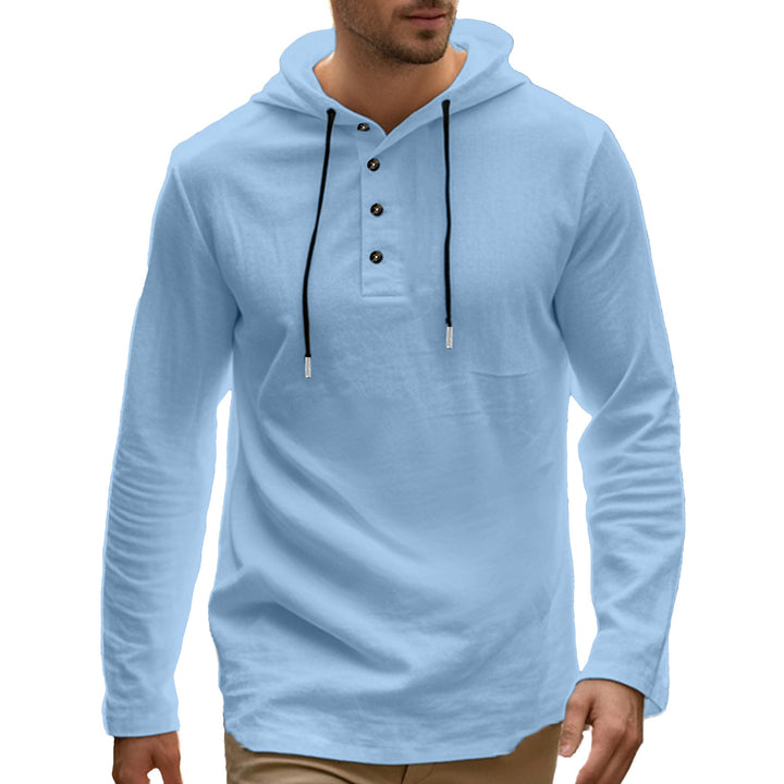 Herren sportliches Kapuzenshirt mit Knopfleiste Echoarchiv