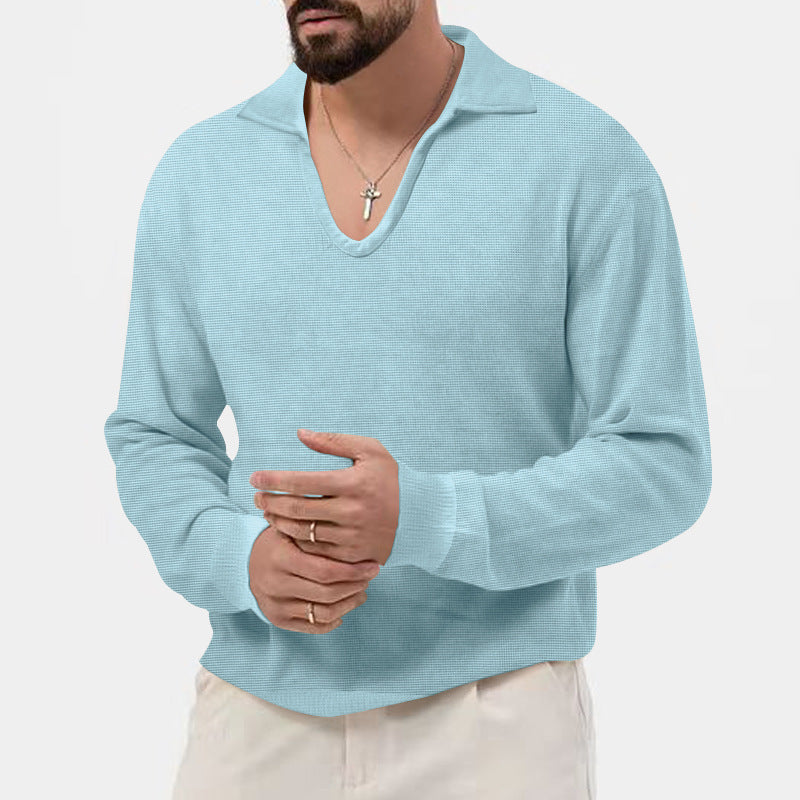 Herren eleganter Pullover mit V-Ausschnitt und strukturiertem Design Echoarchiv