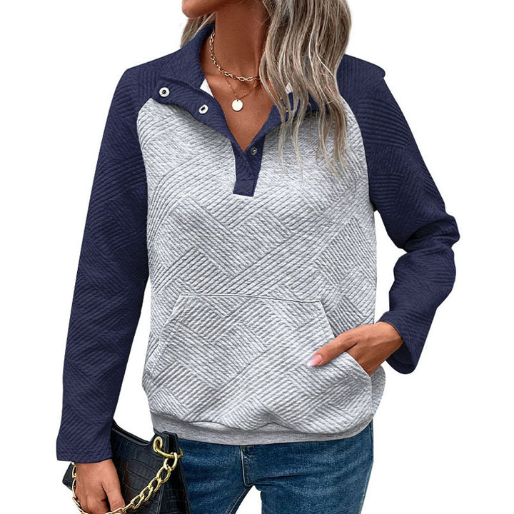 Damen Sportlicher Pullover mit Stehkragen und Knopfdetails Echo Archiv