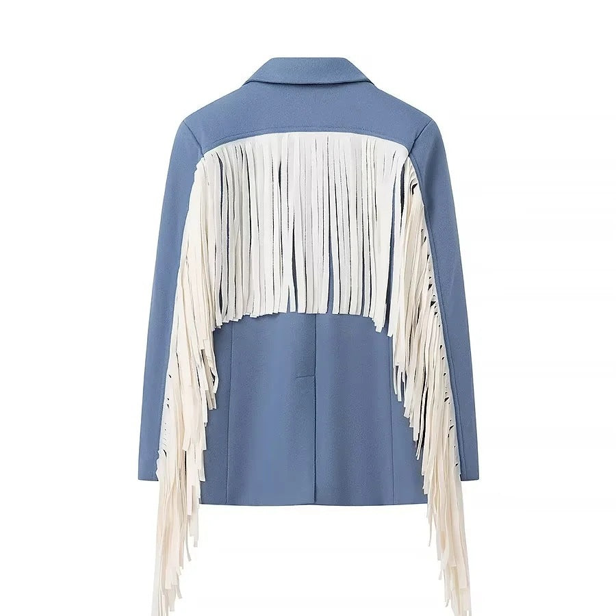 Damen Oversize-Blazer mit langen Fransen und Ziernähten Echo Archiv