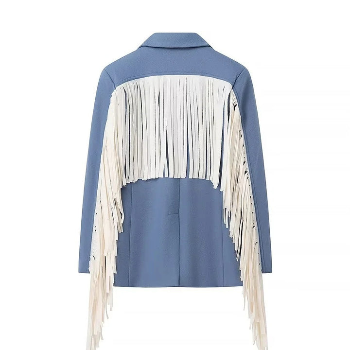 Damen Oversize-Blazer mit langen Fransen und Ziernähten Echo Archiv