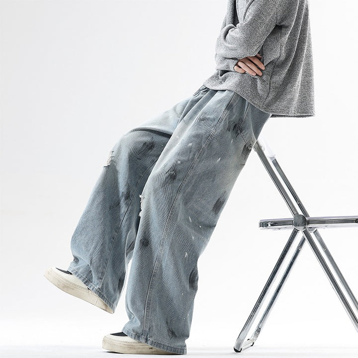 Herren Extraweite Baggy-Jeans im Vintage-Used-Look mit Distressed-Details Echoarchiv