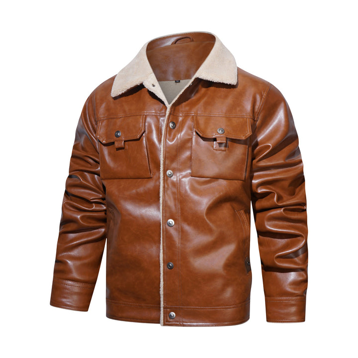 Herren modische Kunstlederjacke mit Teddyfutter Echoarchiv