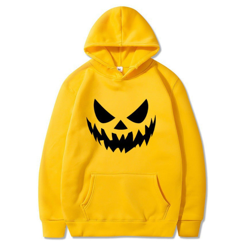 Unisex nan Kapuzenpullover mit gruseligem Kürbisgesicht-Print und Oversize Kängurutasche Echo Archiv