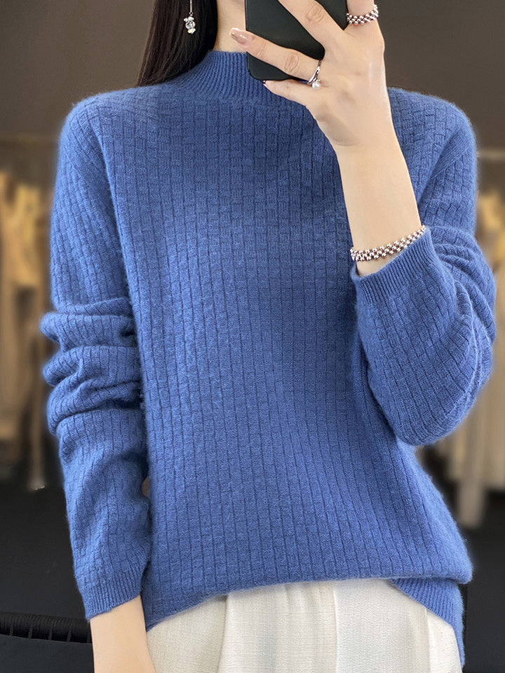 Damen Weicher Boxy-Mockneckpullover im Mohair-Look mit feiner Kastenrippenstruktur Echoarchiv