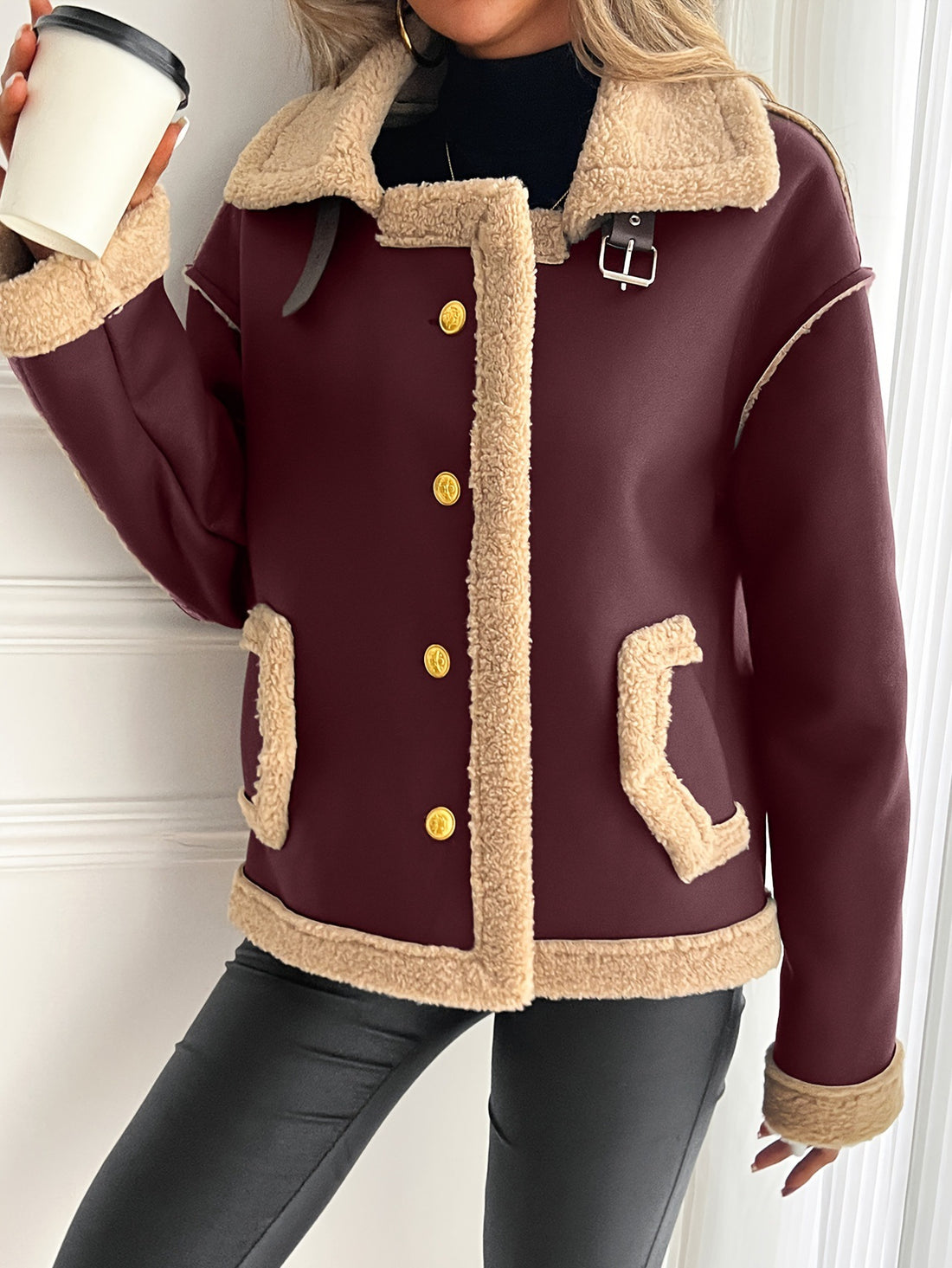 Damen Modische Teddyfelljacke – Célinea