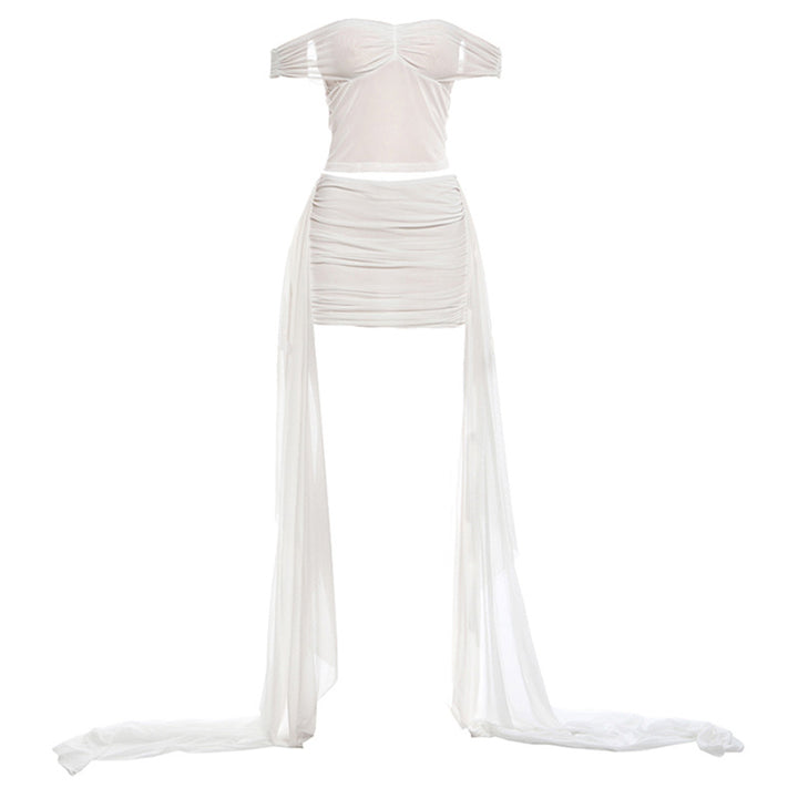 Damen Off-Shoulder Minikleid mit fließendem Chiffon und Raffung Echo Archiv