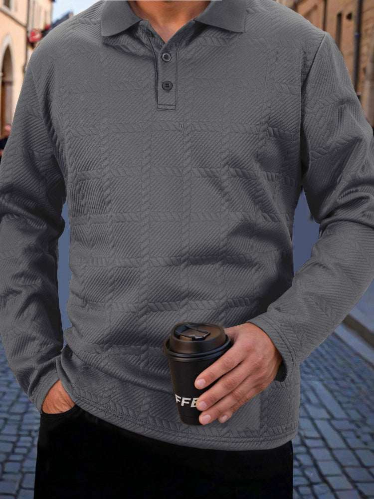 Herren stylisches Langarm-Polohemd mit strukturiertem Design Echoarchiv