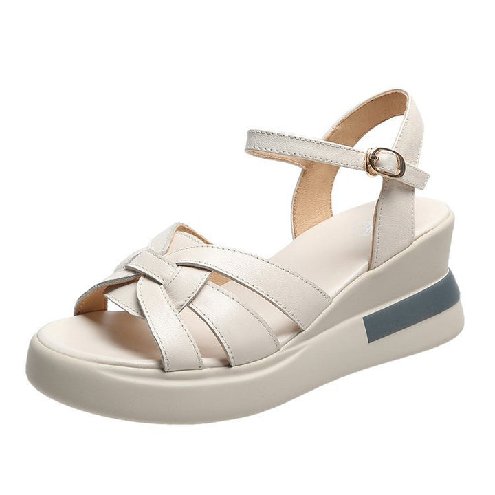 Damen nan Plateau-Sandalen mit geflochtenem Vorderblatt, verstellbarem Knöchelriemen und viskoelastischem Fußbett Echo Archiv