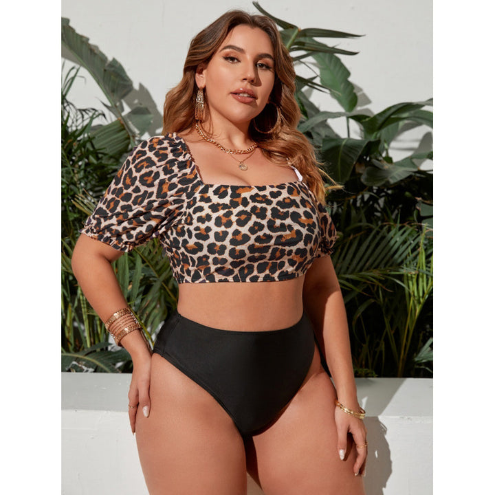 Damen Crop-Top Bikini mit Puffärmeln und hohem Bund Echo Archiv