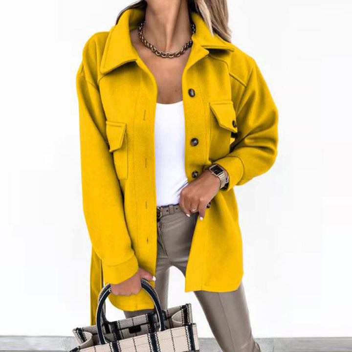 Damen Shacket Hemdjacke aus strukturierter WEchoarchivware mit Pattentaschen Echoarchiv