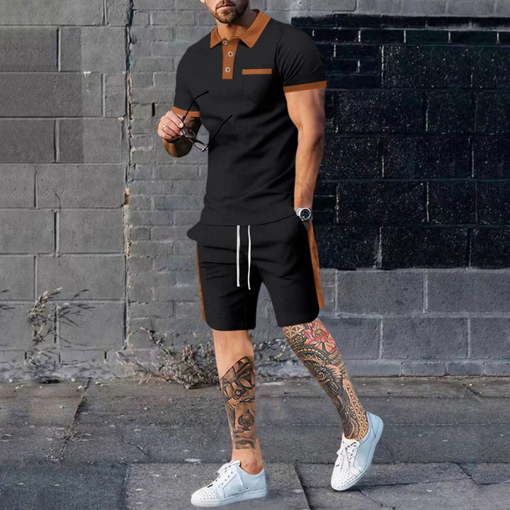 Herren Poloshirt und Shorts Set mit stylischem Kontrastdesign Echoarchiv