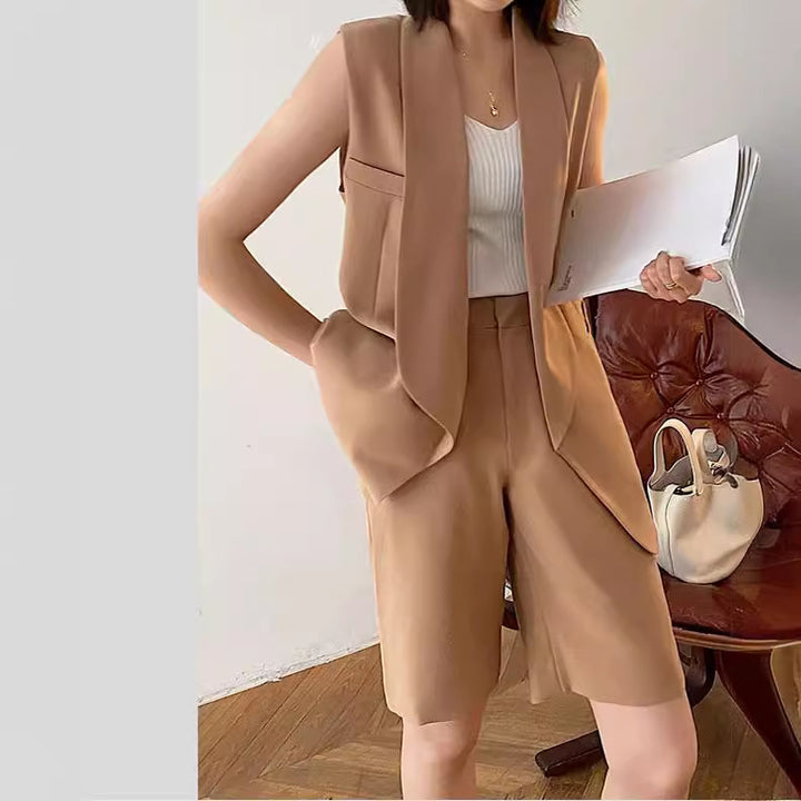 Damen Modische Weste und Shorts Set Echoarchiv
