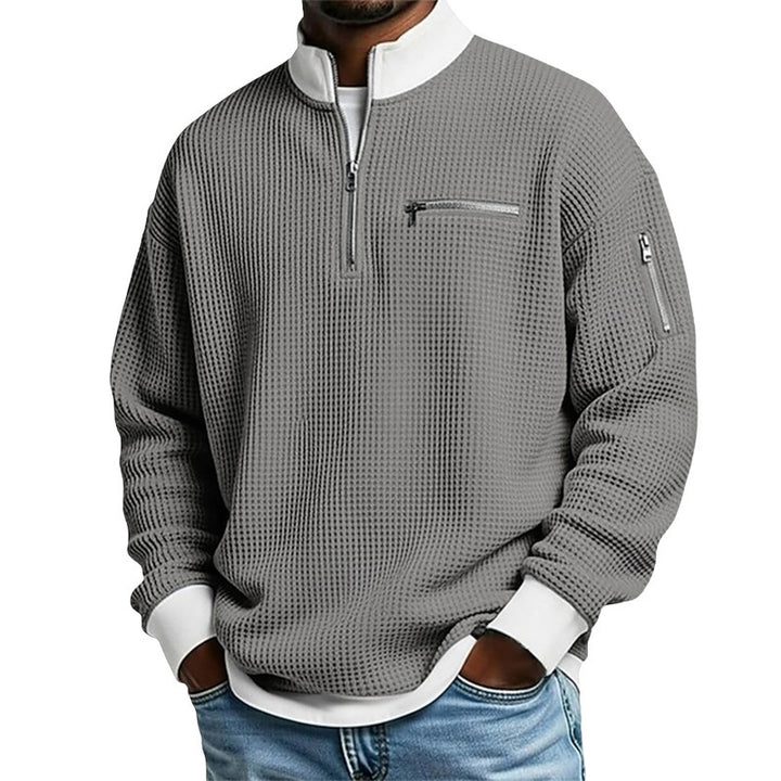 Herren Sportlicher Quarter-Zip Pullover mit strukturiertem Muster Echoarchiv