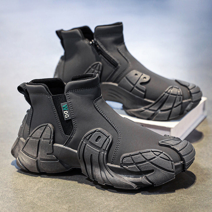 Herren robuste technische Chelsea-Boots mit neoprenartigem Schaft, seitlichem Reißverschluss und profiliertem Offroad-Laufsohle – Tavélo