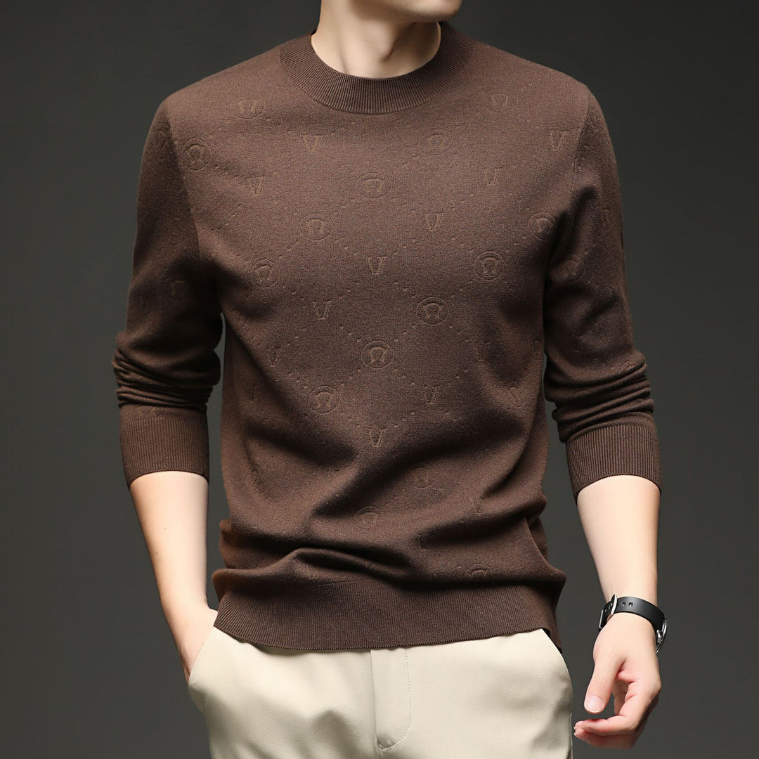 Herren eleganter Rundhalspullover mit strukturiertem Design Echoarchiv