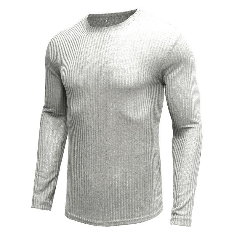 Herren Rippstrick Langarmshirt mit Rundhalsausschnitt Echoarchiv