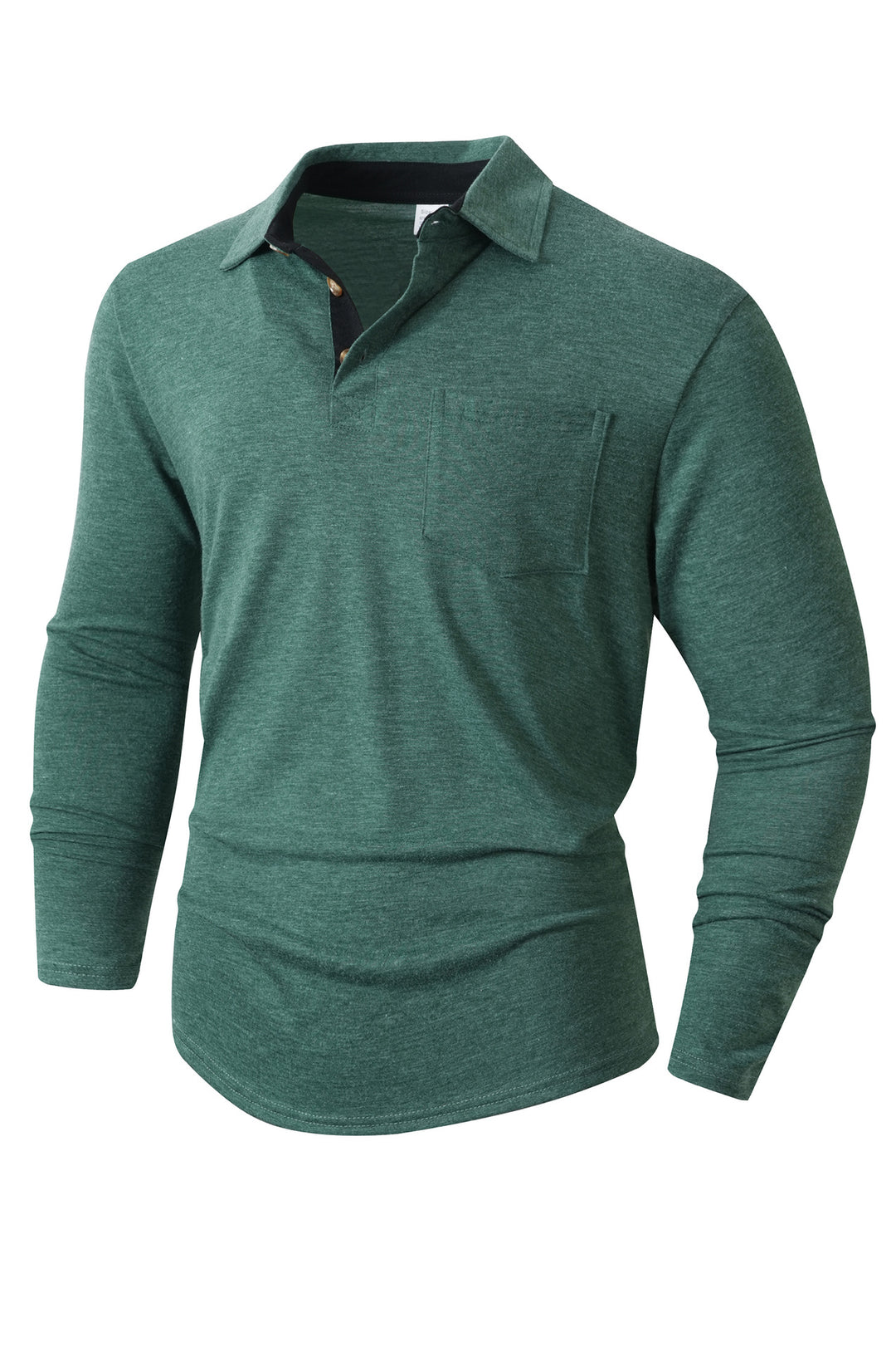 Herren elegantes Langarm Poloshirt mit modernem Kragen und leichtem Stretch Echoarchiv