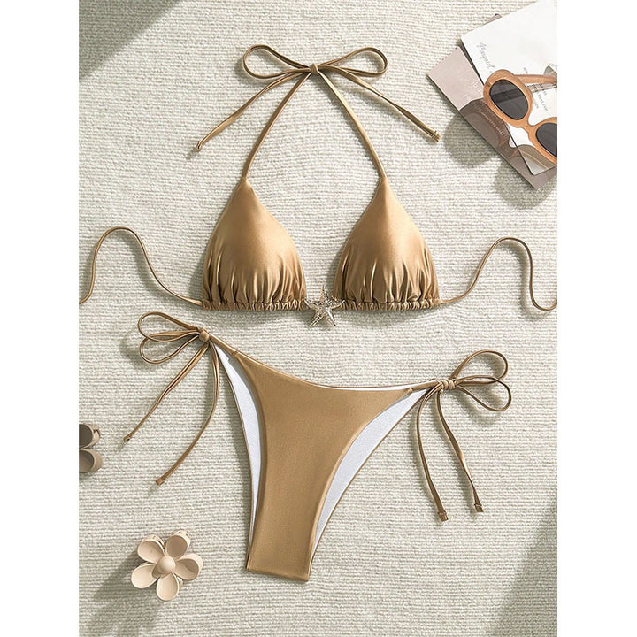 Damen Triangel-Bikini mit verstellbarem Halter und modischen Schnürdetails Echo Archiv
