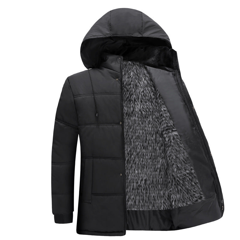 Herren gesteppte Winterjacke mit flauschigem Innenfutter und verstellbarem Kapuzenkragen Echoarchiv